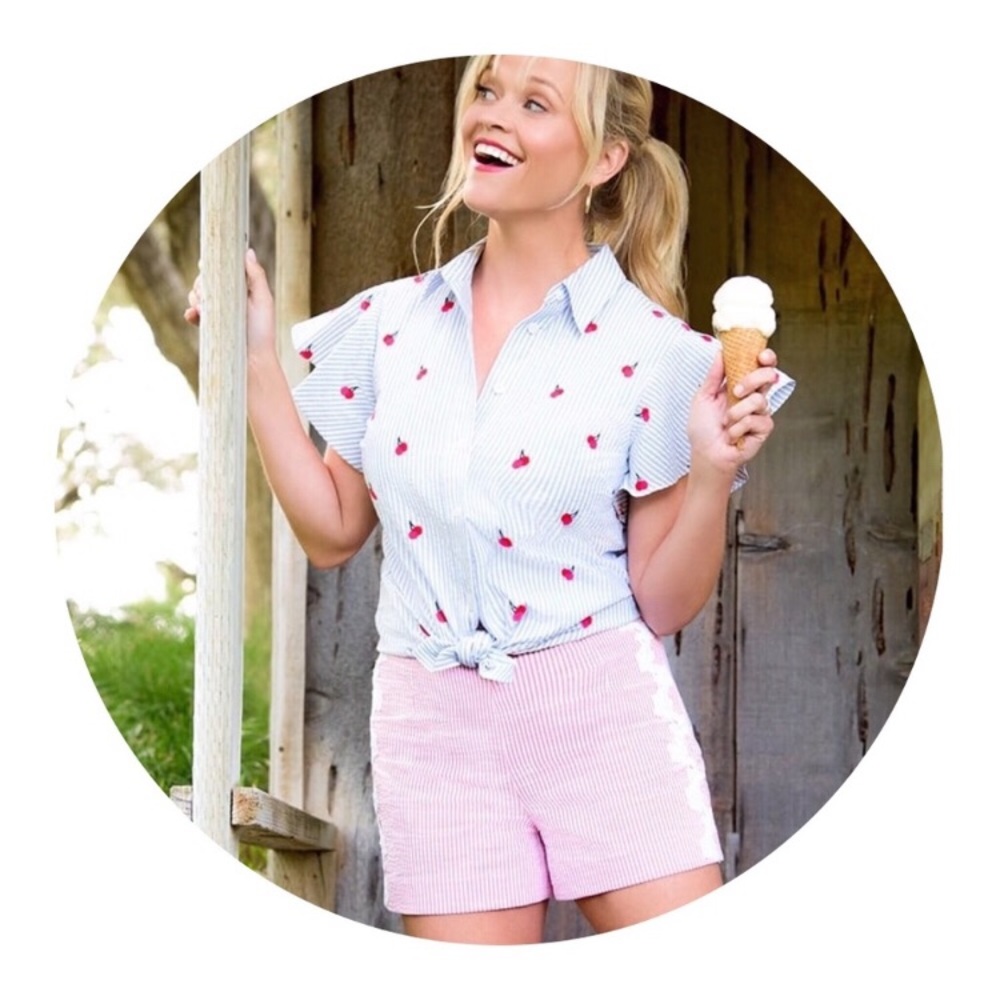 Draper James Seersucker Embroidered Shorts